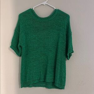 Green Knit Short Sleeve Sweater
